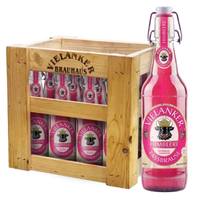 Vielanker Fassbrause Himbeere mit Vielanker Holzkiste