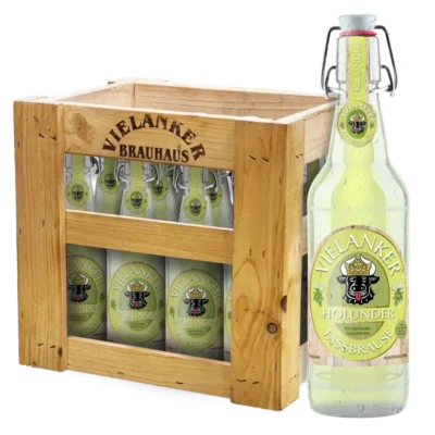 Vielanker Fassbrause Holunder mit Vielanker Holzkiste