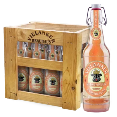 Vielanker Fassbrause Rhabarber mit Vielanker Holzkiste
