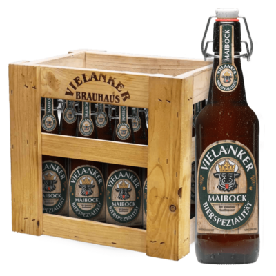 Vielanker Bier Maibock mit Vielanker Holzkiste