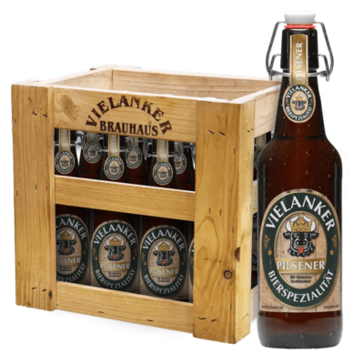 Vielanker Bier Pilsener mit Vielanker Holzkiste