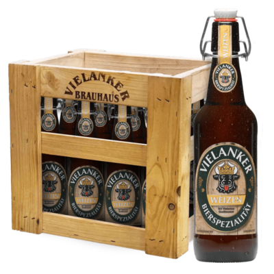 Vielanker Bier Weizen mit Vielanker Holzkiste