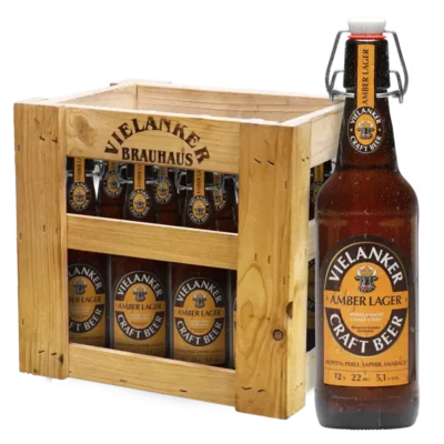 Vielanker Craft Bier Amber Lager mit Vielanker Holzkiste