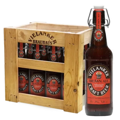 Vielanker Craft Bier Brown Ale mit Vielanker Holzkiste
